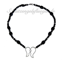 Collier Deluxe ''Das kleine Schwarze''<br>mit Anhänger zweiflügelig silber Größe L